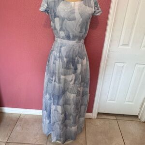 Anne Gorke Elegant Blue Patterned Dress